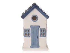 Deko-Strandhaus 6 cm x 6 cm x 10 cm Weiß-Blau-Grau* Dekorative Figuren