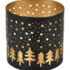 Deko-Windlicht aus Metall Ø 10 cm Schwarz-Gold