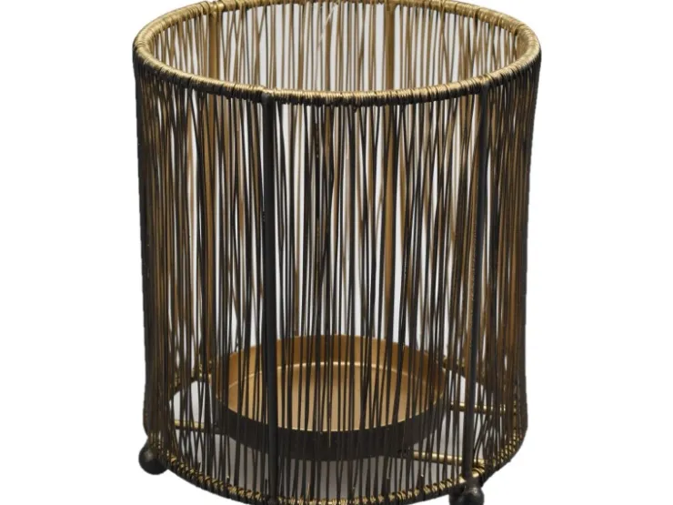 Deko-Windlicht Draht aus Metall Ø 13 cm Schwarz-Gold* Windlichter