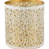 Deko-Windlicht Kreisstanz aus Metall 12 cm Weiß-Gold