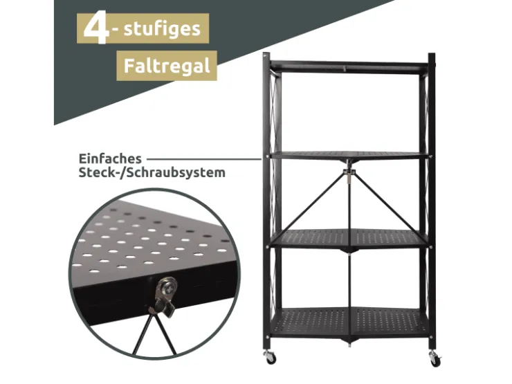 deluxe4home Klappbares Regal mit 4 Etagen 72x34x127 cm