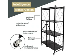 deluxe4home Klappbares Regal mit 4 Etagen 72x34x127 cm