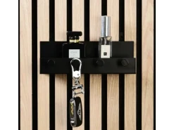 Denpanels Regal schwarz mit 4 Haken 21,5 cm inkl. Schrauben* Wandregale