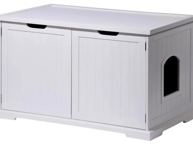 Dobar Design Katzenschrank XL Katzenhöhle 95 x 54 x 57,5 cm Weiß* Katzenbedarf