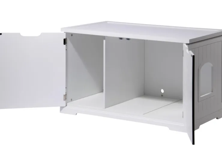Dobar Design Katzenschrank XL Katzenhöhle 95 x 54 x 57,5 cm Weiß* Katzenbedarf