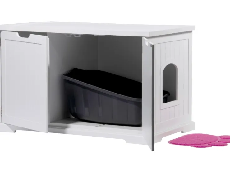 Dobar Design Katzenschrank XL Katzenhöhle 95 x 54 x 57,5 cm Weiß* Katzenbedarf