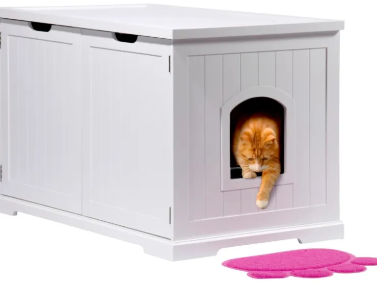 Dobar Design Katzenschrank XL Katzenhöhle 95 x 54 x 57,5 cm Weiß* Katzenbedarf