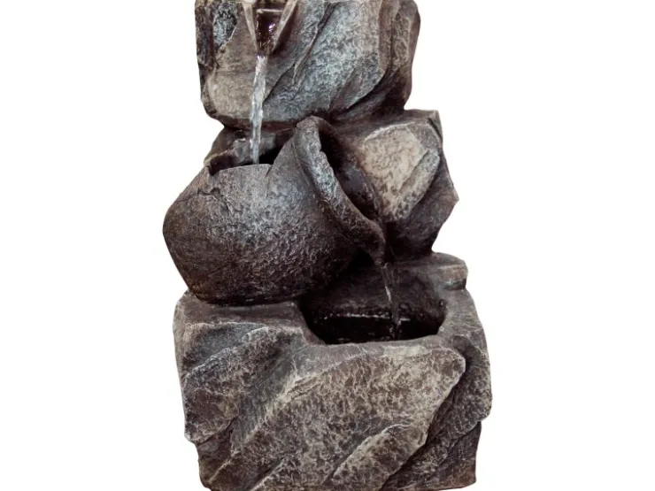Dobar Design-Zimmerbrunnen Polyresin in Felsen-Optik Grau* Zimmerbrunnen