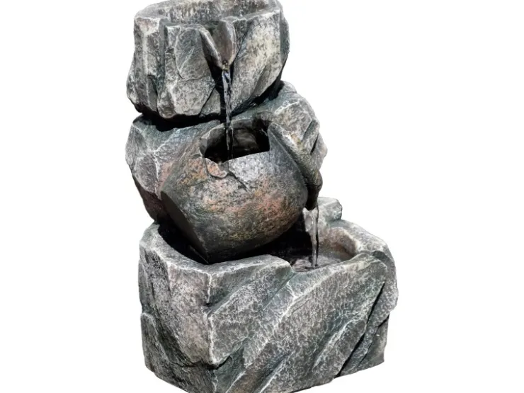Dobar Design-Zimmerbrunnen Polyresin in Felsen-Optik Grau* Zimmerbrunnen