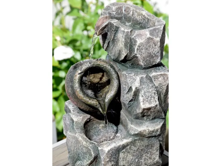 Dobar Design-Zimmerbrunnen Polyresin in Felsen-Optik Grau* Zimmerbrunnen