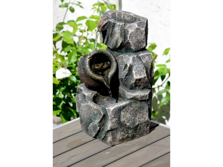 Dobar Design-Zimmerbrunnen Polyresin in Felsen-Optik Grau* Zimmerbrunnen
