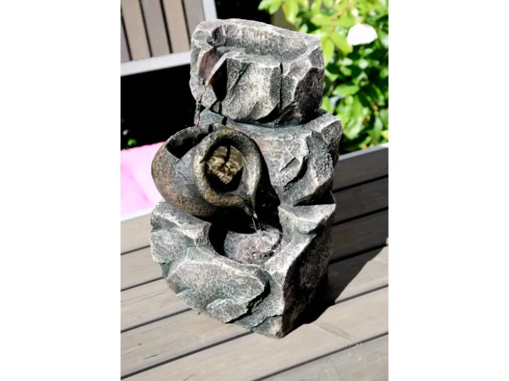 Dobar Design-Zimmerbrunnen Polyresin in Felsen-Optik Grau* Zimmerbrunnen