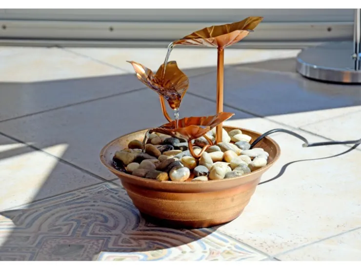 Dobar Design-Zimmerbrunnen Metall und Kunststoff mit Deko-Steinen Braun* Zimmerbrunnen