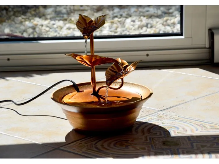 Dobar Design-Zimmerbrunnen Metall und Kunststoff mit Deko-Steinen Braun* Zimmerbrunnen