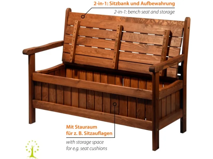 Dobar Gartenbank 2-Sitzer Kiefernholz geölt Braun 89 x 115 x 58 cm FSC®* Sitzbänke