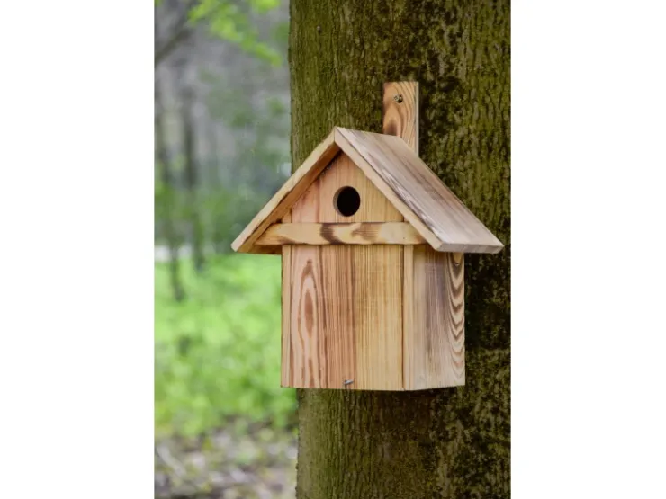 Dobar Geflammter Nistkasten mit Anflugleiste 23,5 cm x 17,5 cm x 33 cm Kiefer* Vogelbedarf