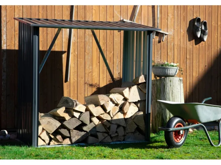 Dobar Kaminholzregal Madera Metall Grau 163 cm x 83 cm x 154 cm* Holzregale
