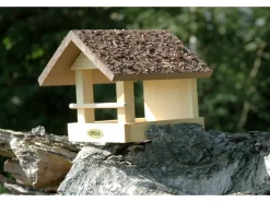 Dobar Kleines Vogelfutterhaus mit Rindendach 20 cm x 22,5 cm x 18 cm Kiefer