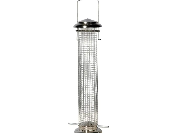 Dobar Metallgitter-Futtersäule für Vögel 9,5 cm x 9,5 cm x 39 cm Silber