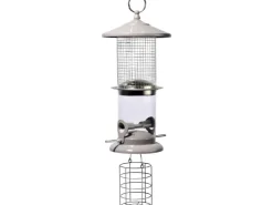 Dobar Metall-Multifunktions-Futtersäule für Vögel 16 cm x 16 cm x 50 cm Weiß