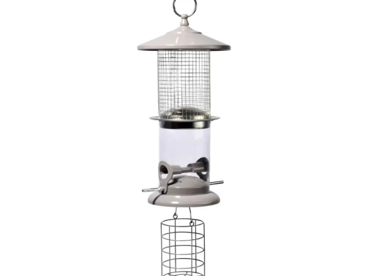 Dobar Metall-Multifunktions-Futtersäule für Vögel 16 cm x 16 cm x 50 cm Weiß