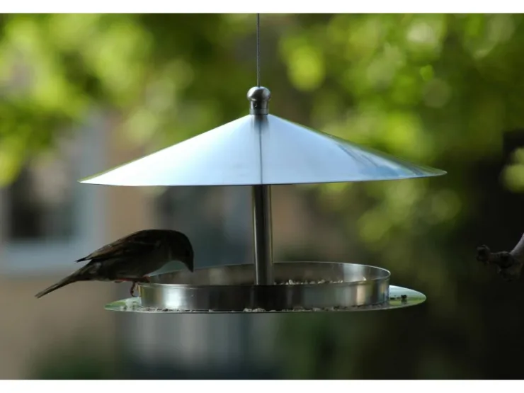 Dobar Rundes Design-Futterhaus Edelstahl zum Aufhängen* Vogelbedarf