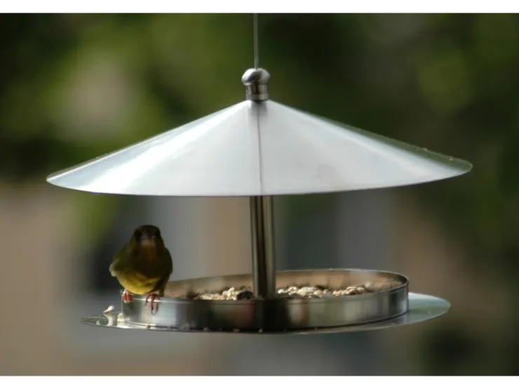 Dobar Rundes Design-Futterhaus Edelstahl zum Aufhängen* Vogelbedarf