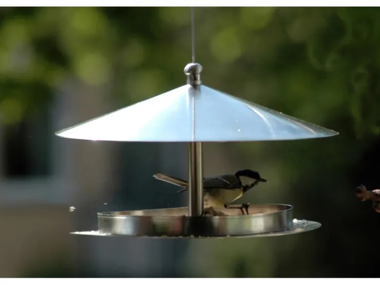 Dobar Rundes Design-Futterhaus Edelstahl zum Aufhängen* Vogelbedarf