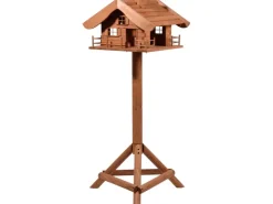 Dobar Vogelfutterhaus Almhütte mit Futtersilo 66 cm x 66 cm x 136,5 cm Braun
