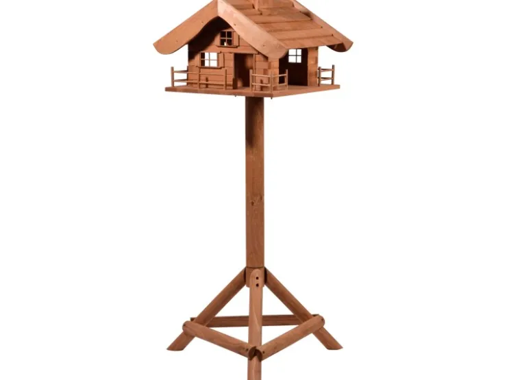 Dobar Vogelfutterhaus Almhütte mit Futtersilo 66 cm x 66 cm x 136,5 cm Braun