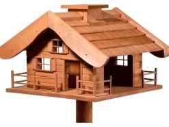 Dobar Vogelfutterhaus Almhütte mit Futtersilo 66 cm x 66 cm x 136,5 cm Braun