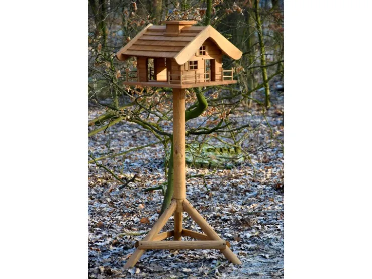 Dobar Vogelfutterhaus Almhütte mit Futtersilo 66 cm x 66 cm x 136,5 cm Braun