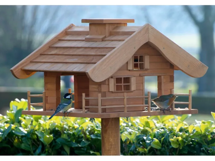 Dobar Vogelfutterhaus Almhütte mit Futtersilo 66 cm x 66 cm x 136,5 cm Braun