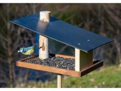 Dobar Vogelfutterhaus Futura mit Futterstation für Wildvögel 24 cm x 22 cm Holz