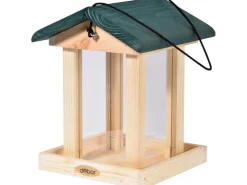 Dobar Vogelfutterstation mit Acrylglas-Futtersilo 22 cm x 25 cm x 28 cm Grün* Vogelbedarf