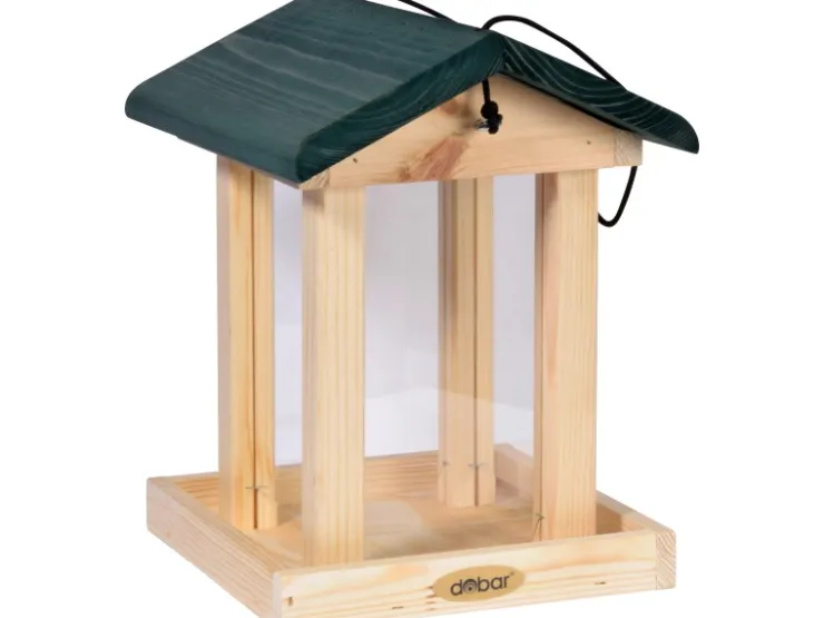 Dobar Vogelfutterstation mit Acrylglas-Futtersilo 22 cm x 25 cm x 28 cm Grün* Vogelbedarf