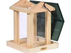 Dobar Vogelfutterstation mit Acrylglas-Futtersilo 22 cm x 25 cm x 28 cm Grün* Vogelbedarf