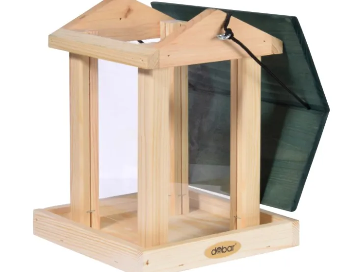 Dobar Vogelfutterstation mit Acrylglas-Futtersilo 22 cm x 25 cm x 28 cm Grün* Vogelbedarf