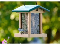 Dobar Vogelfutterstation mit Acrylglas-Futtersilo 22 cm x 25 cm x 28 cm Grün* Vogelbedarf