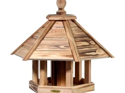 Dobar Vogelhaus "Brillo" mit Futtersilo, 45 x 45 x 47 cm Kiefer geflammt FSC®* Vogelbedarf