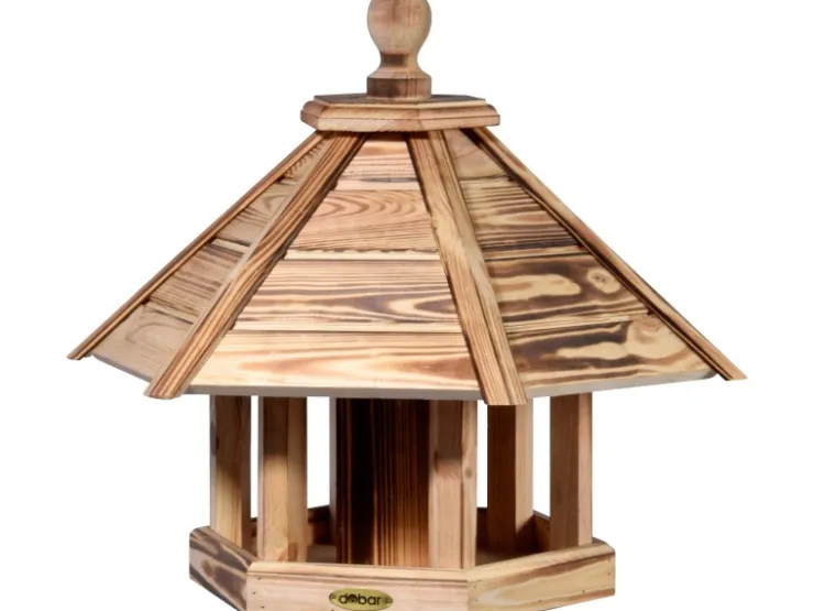 Dobar Vogelhaus "Brillo" mit Futtersilo, 45 x 45 x 47 cm Kiefer geflammt FSC®* Vogelbedarf