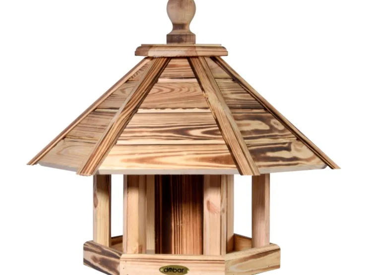Dobar Vogelhaus "Brillo" mit Futtersilo, 45 x 45 x 47 cm Kiefer geflammt FSC®* Vogelbedarf