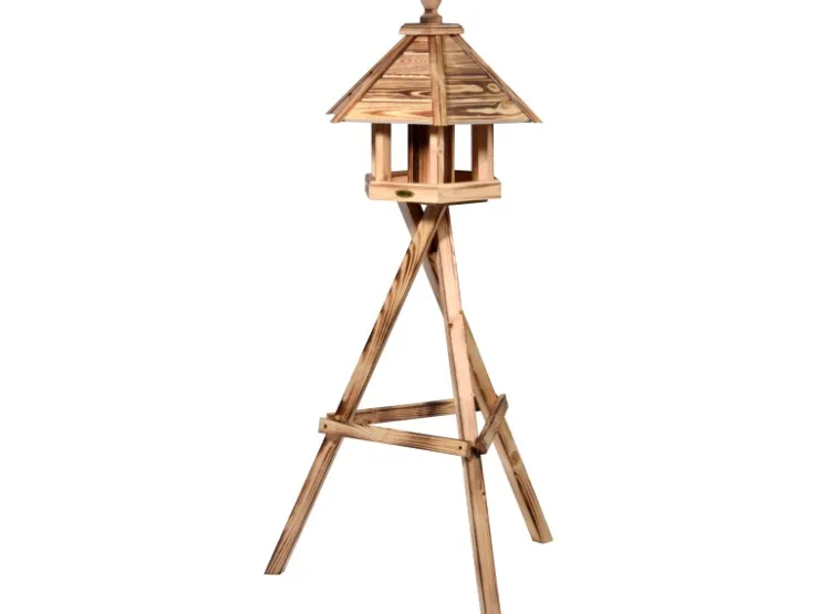 Dobar Vogelhaus "Brillo" mit Futtersilo, 45 x 45 x 47 cm Kiefer geflammt FSC®* Vogelbedarf
