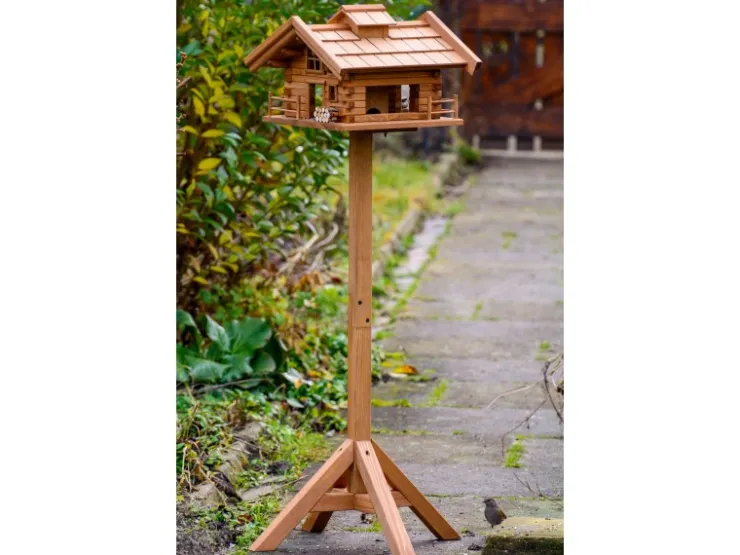 Dobar Vogelhaus Tirol im Berghütten-Design 37 x 37 x 117 cm Braun FSC®