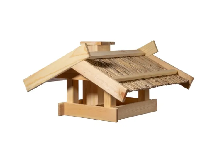 Dobar Vogelhaus Trollanes mit Schilfdach zum Aufstellen 50 cm x 43 cm x 29 cm* Vogelbedarf