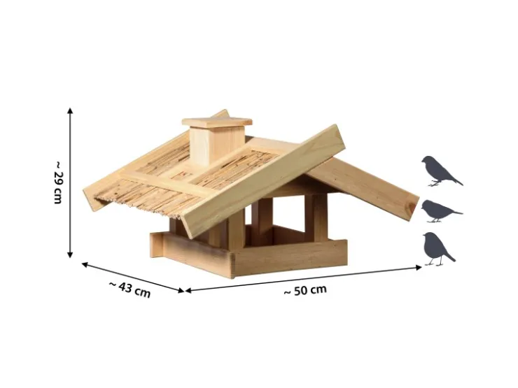 Dobar Vogelhaus Trollanes mit Schilfdach zum Aufstellen 50 cm x 43 cm x 29 cm* Vogelbedarf