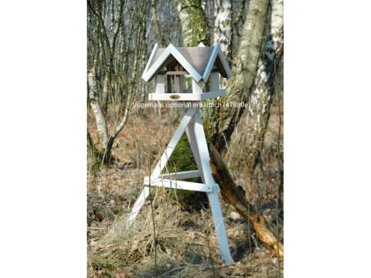 Dobar Vogelhaus-Ständer 60 x 60 x 90 cm Weiß dreibeinig Kiefer* Vogelbedarf