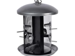 Dobar XXL Futterspender mit 2 Kammern 24 cm x 24 cm x 33 cm Metall* Vogelbedarf