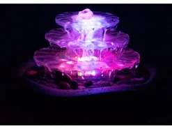 Dobar Zimmerbrunnen Kaskade Blüte dreistufig in Metallic-Optik mit Deko-Steinen* Zimmerbrunnen
