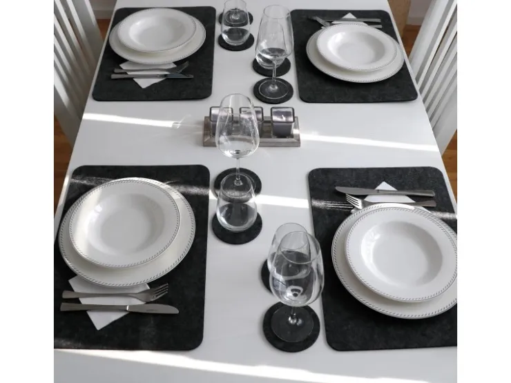 DuneDesign 4 Extradicke Tischsets aus Filz 43 x 30 x 0.5 cm Grau* Tischdecken|Ostern